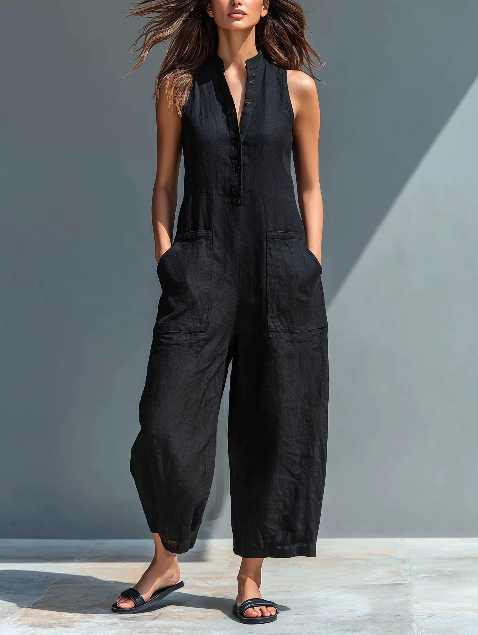 Lotte™ | Minimalistický bezrukávový jumpsuit