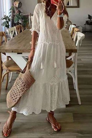 Florencie | Dámské Boho květinové maxi šaty s krátkým rukávem" can be rewritten as:
"Florencie | Dámské Boho maxi šaty s květinovým vzorem a krátkým rukávem
