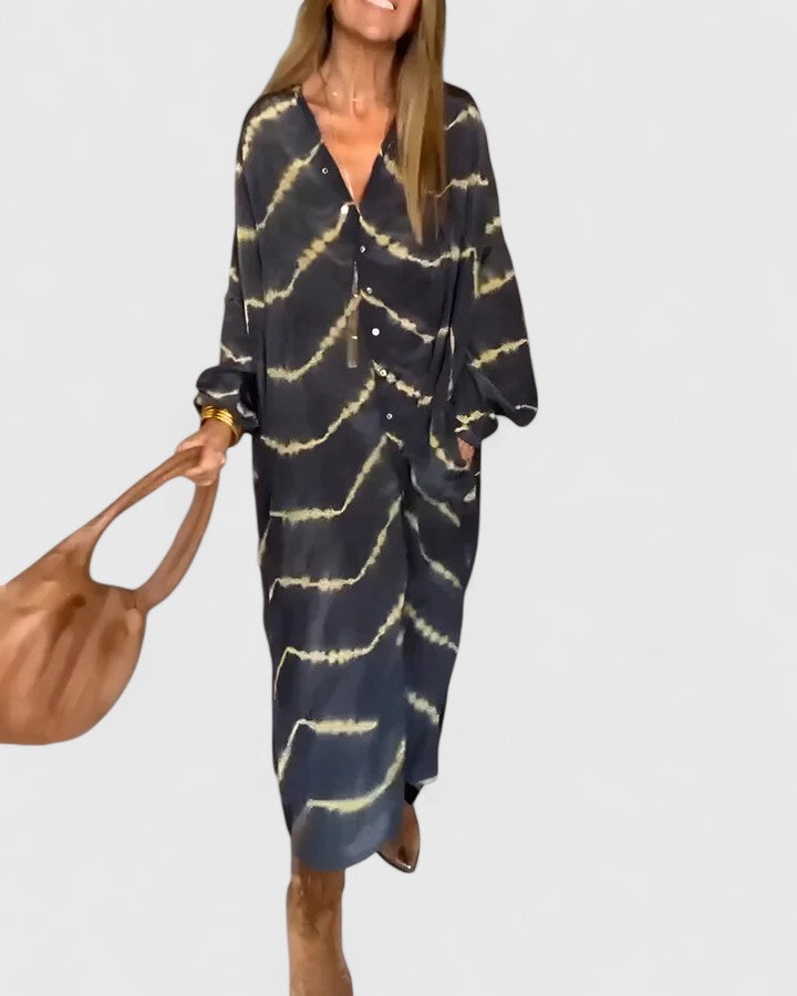 Amelie | Elegantní Boho Maxi Šaty s Pruhy