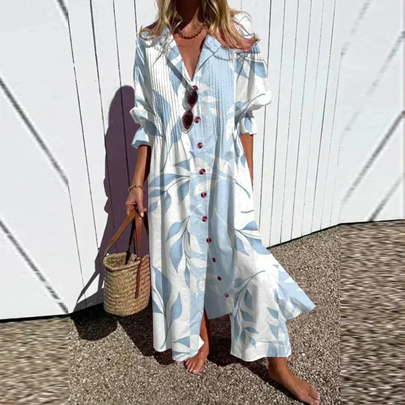 Catherine | Dámské Boho květinové maxi šaty s dlouhými rukávy