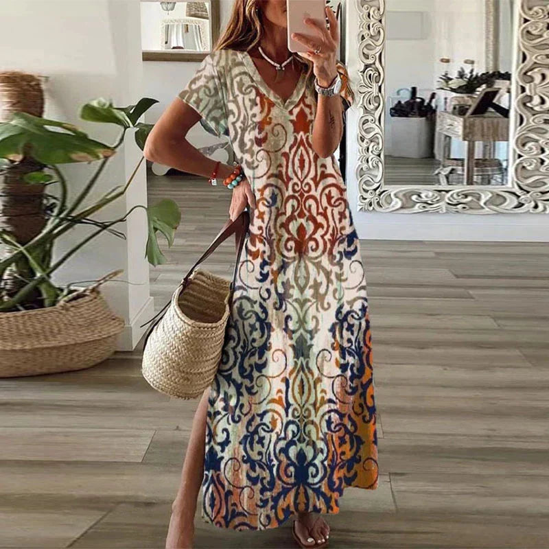 Beatrice | Dámské boho maxi šaty s letním potiskem