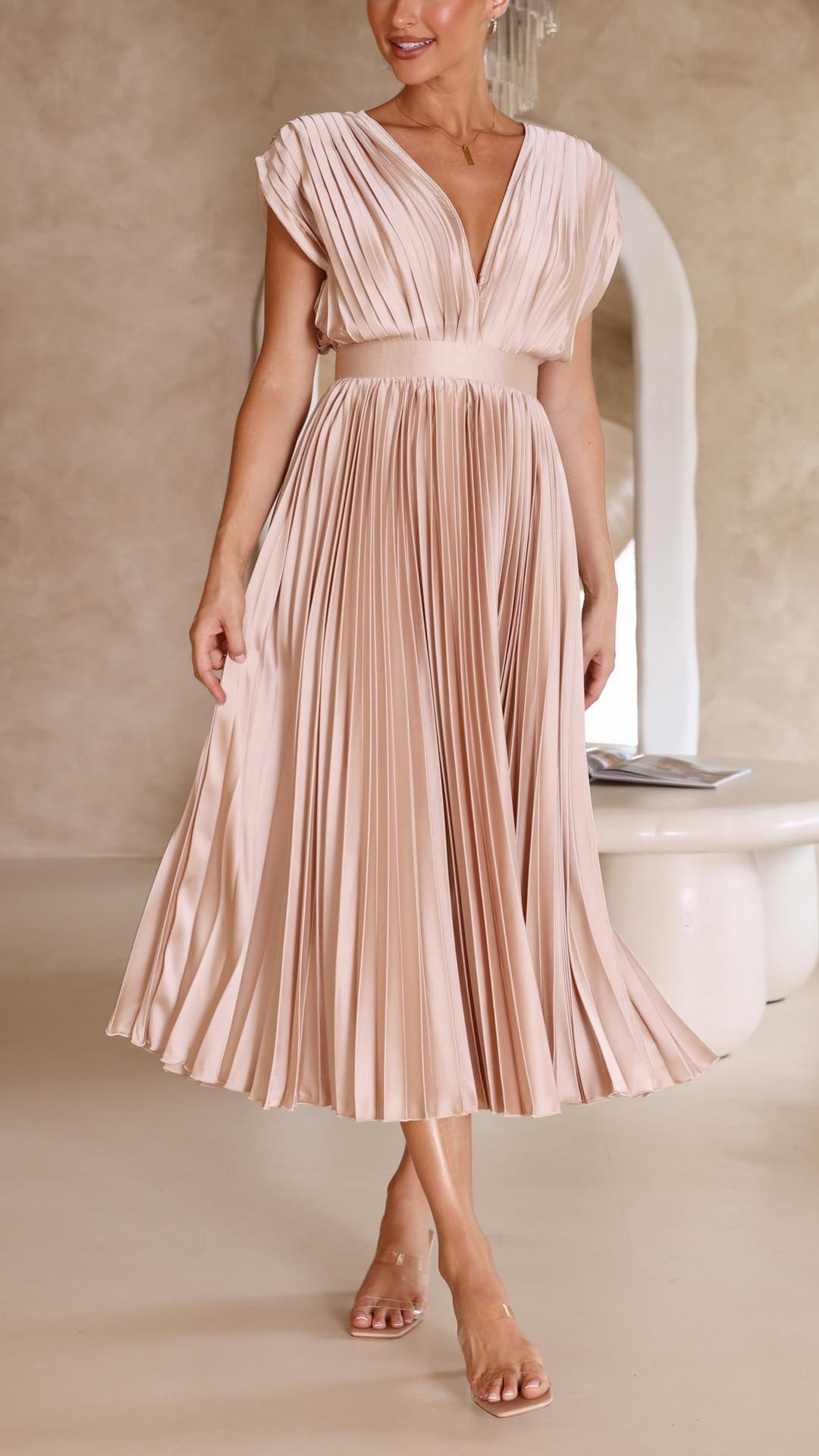 Ella | Dámské elegantní plisované maxi šaty