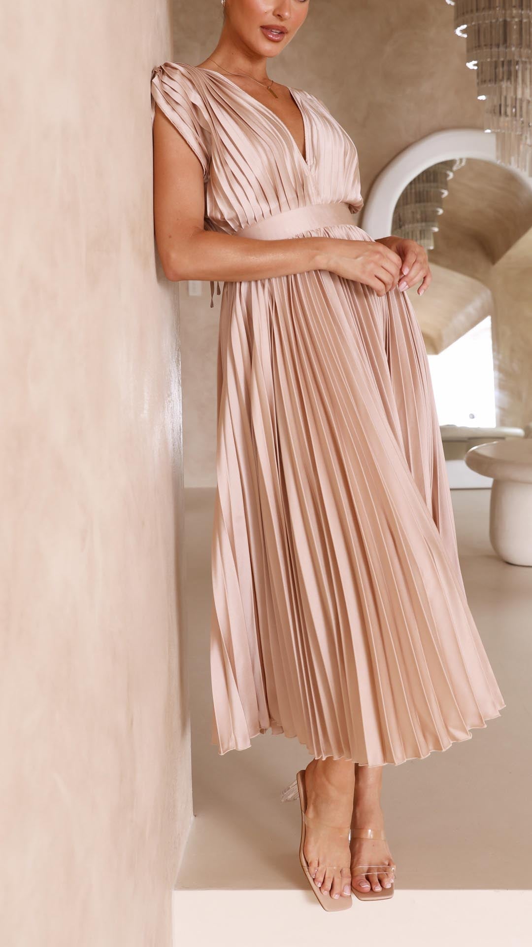 Ella | Dámské elegantní plisované maxi šaty