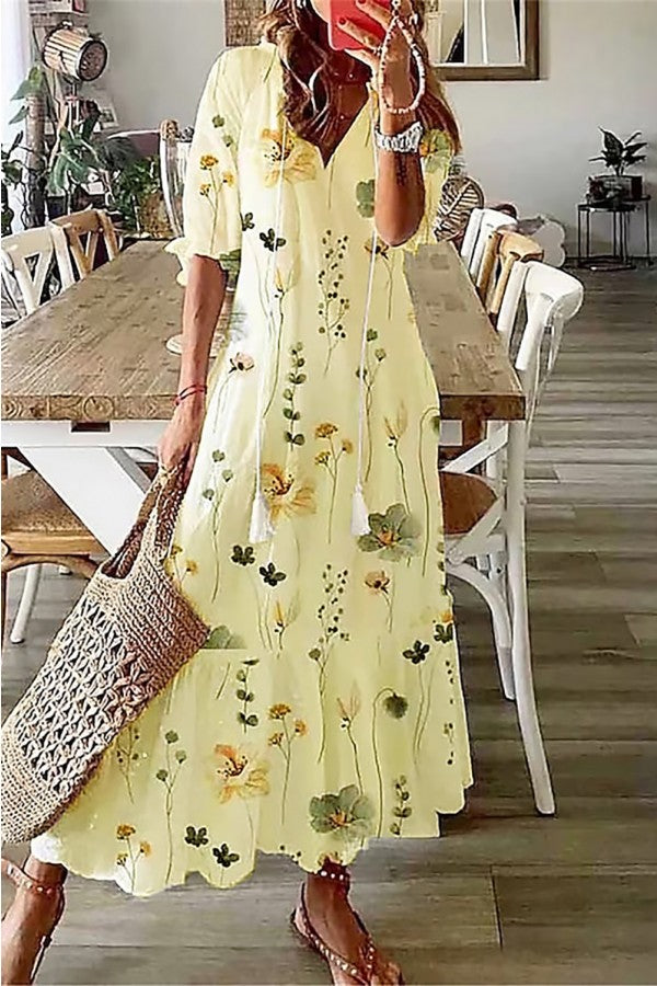 Florencie | Dámské Boho květinové maxi šaty s krátkým rukávem" can be rewritten as:

"Florencie | Dámské Boho maxi šaty s květinovým vzorem a krátkým rukávem